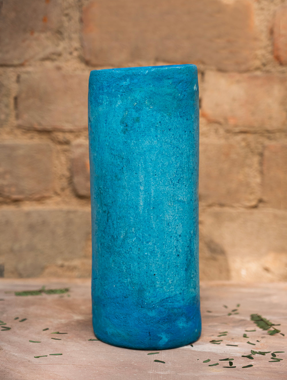 Delhi Blue Art Pottery Curio / Cylindrical Vase