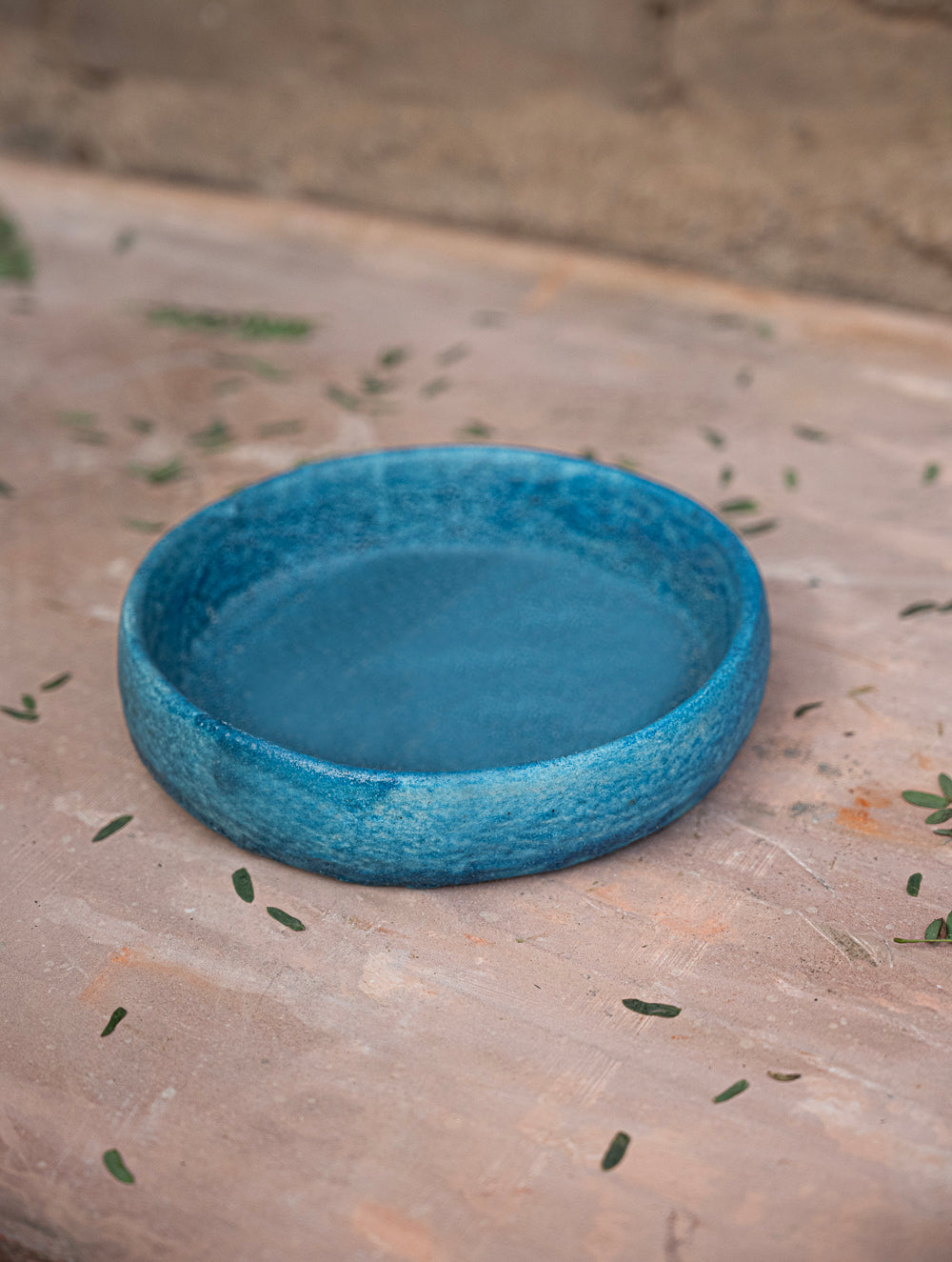 Delhi Blue Art Pottery Curio / Flat Round Utility Bowl