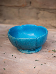 Delhi Blue Art Pottery Curio / Flower Shaped Utility Bowl