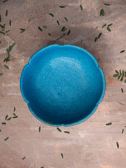 Delhi Blue Art Pottery Curio / Flower Shaped Utility Bowl