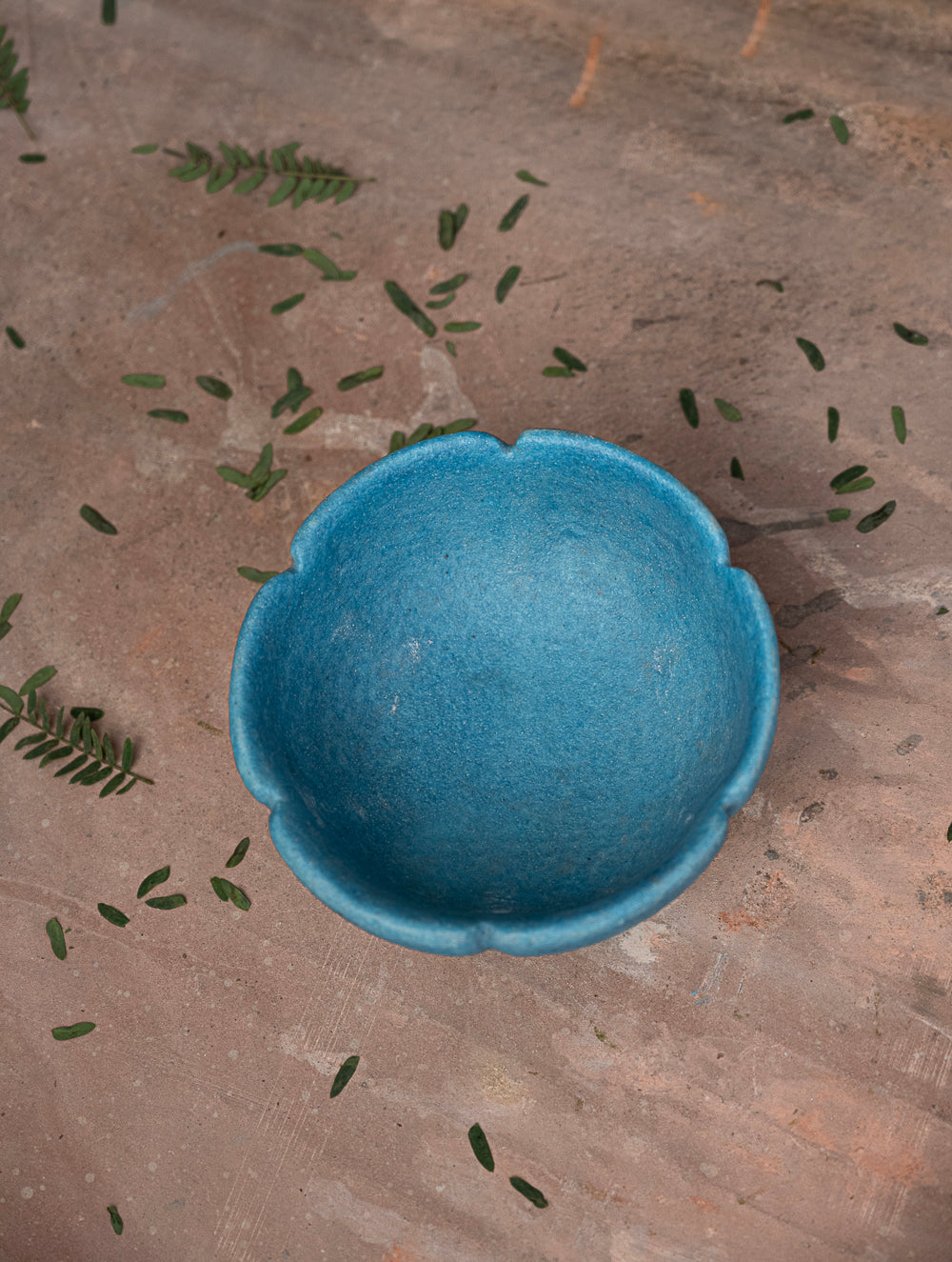 Delhi Blue Art Pottery Curio / Flower Shaped Utility Bowl