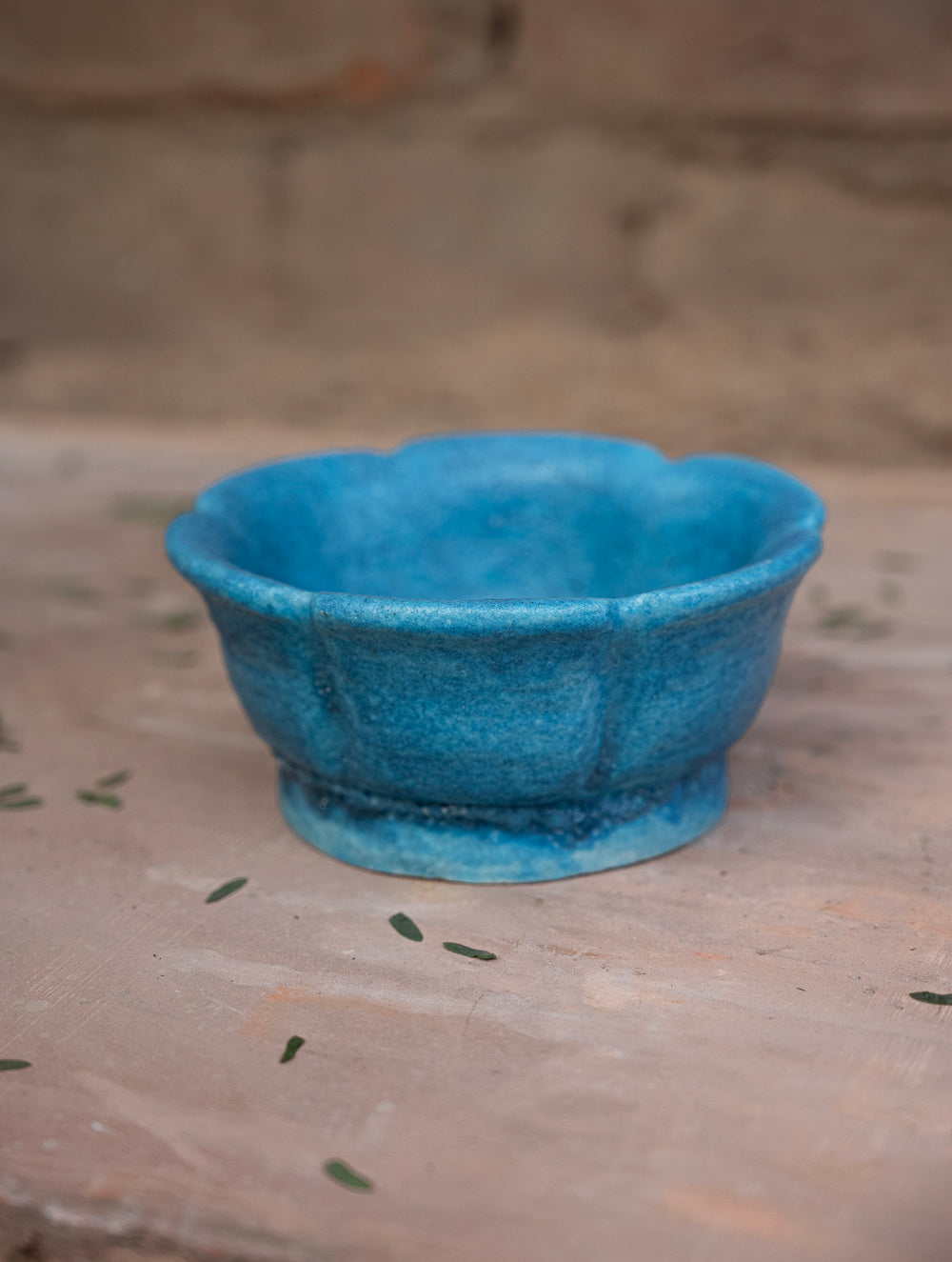Delhi Blue Art Pottery Curio / Flower Shaped Utility Bowl
