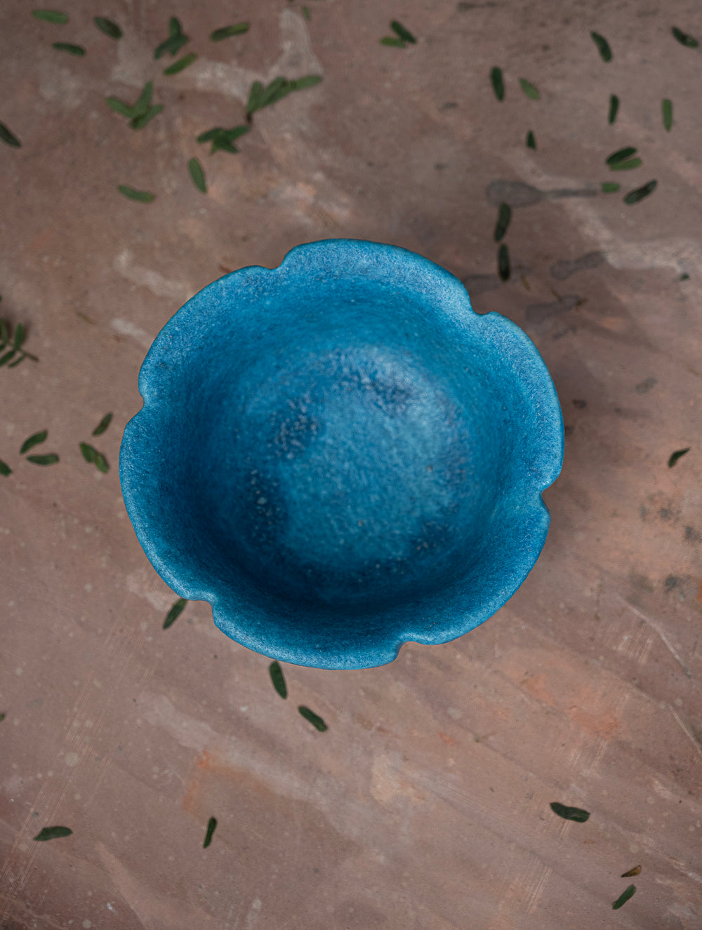 Delhi Blue Art Pottery Curio / Flower Shaped Utility Bowl