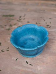 Delhi Blue Art Pottery Curio / Flower Shaped Utility Bowl