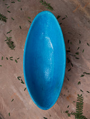Delhi Blue Art Pottery Curio / Oval Utility Bowl