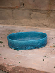 Delhi Blue Art Pottery Curio / Oval Utility Bowl