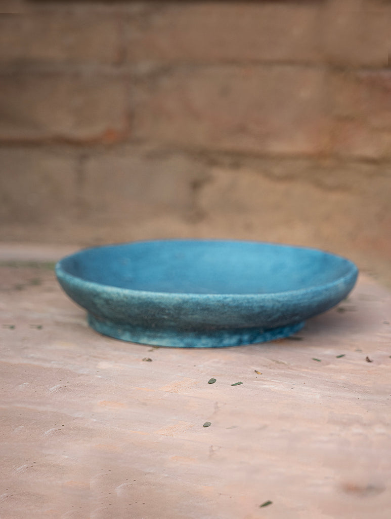 Delhi Blue Art Pottery Curio / Round Flat Bowl