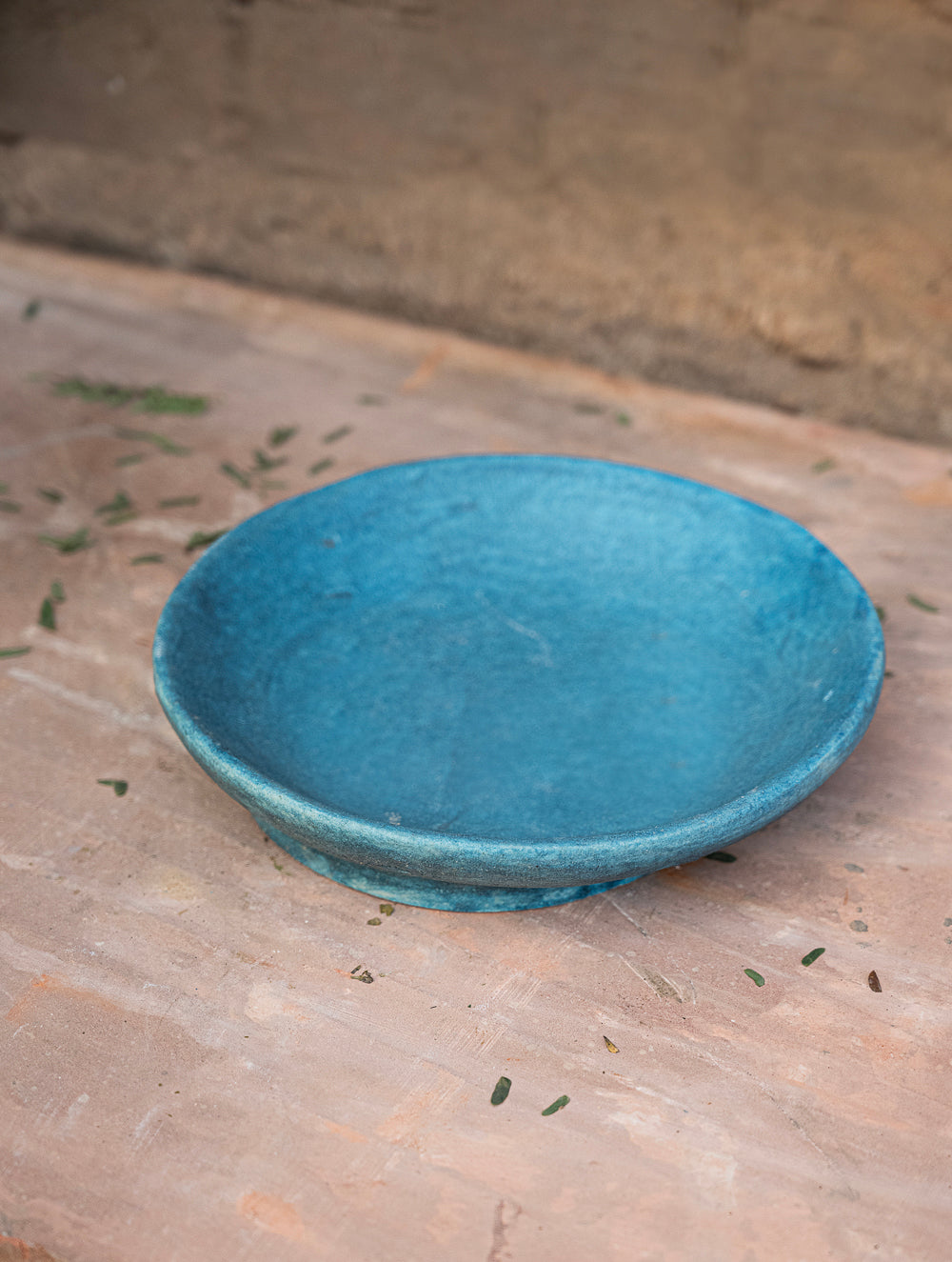 Delhi Blue Art Pottery Curio / Round Flat Bowl