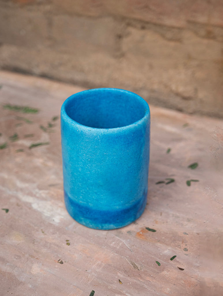 Delhi Blue Art Pottery Curio / Stationery Holder