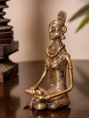 Dhokra Craft Curio - Lady with Basket (Medium)