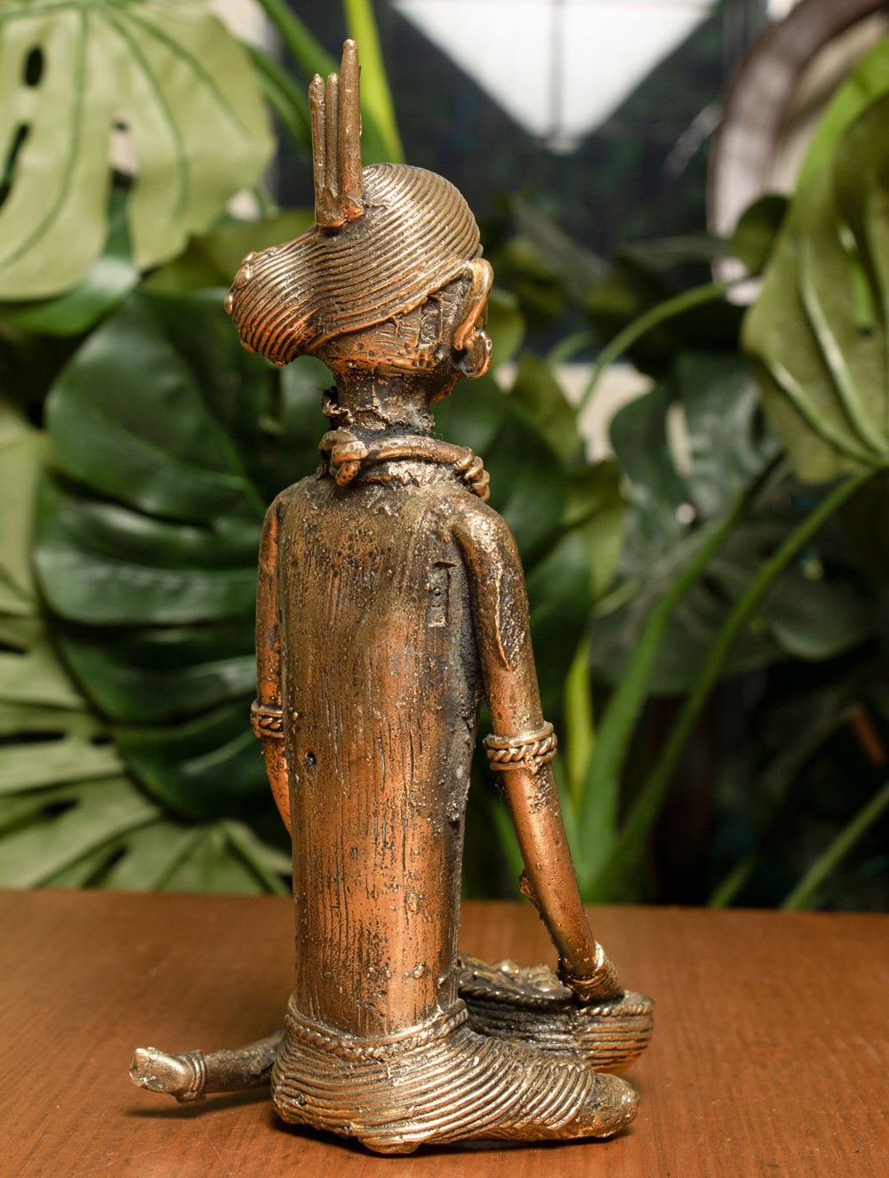 Dhokra Craft Curio (Medium) - Lady with Basket - The India Craft House