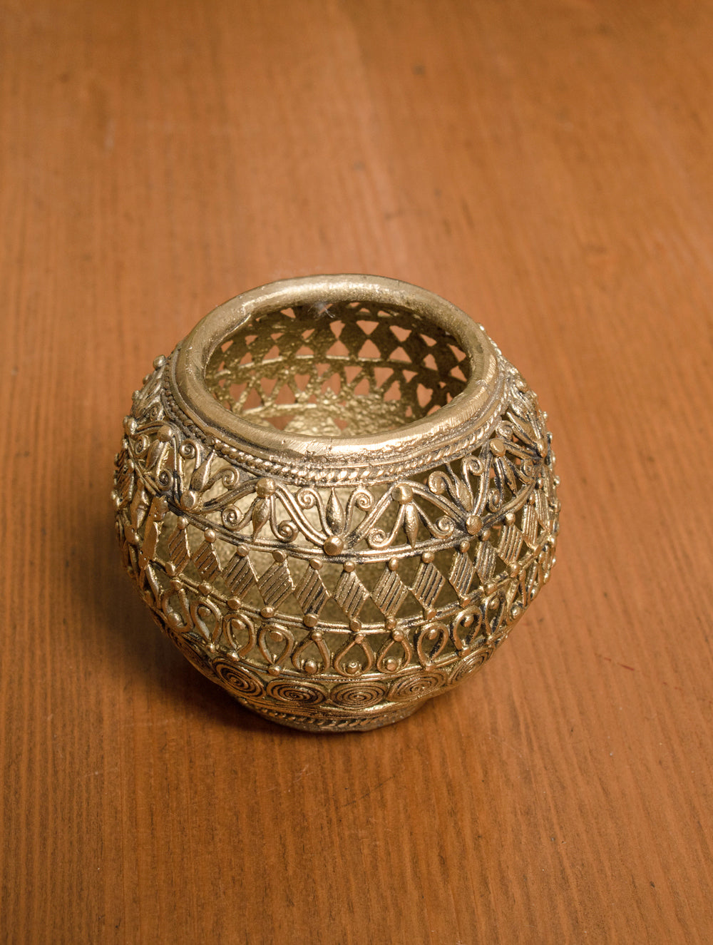 Dhokra Craft Stationery Holder - Jaali - The India Craft House