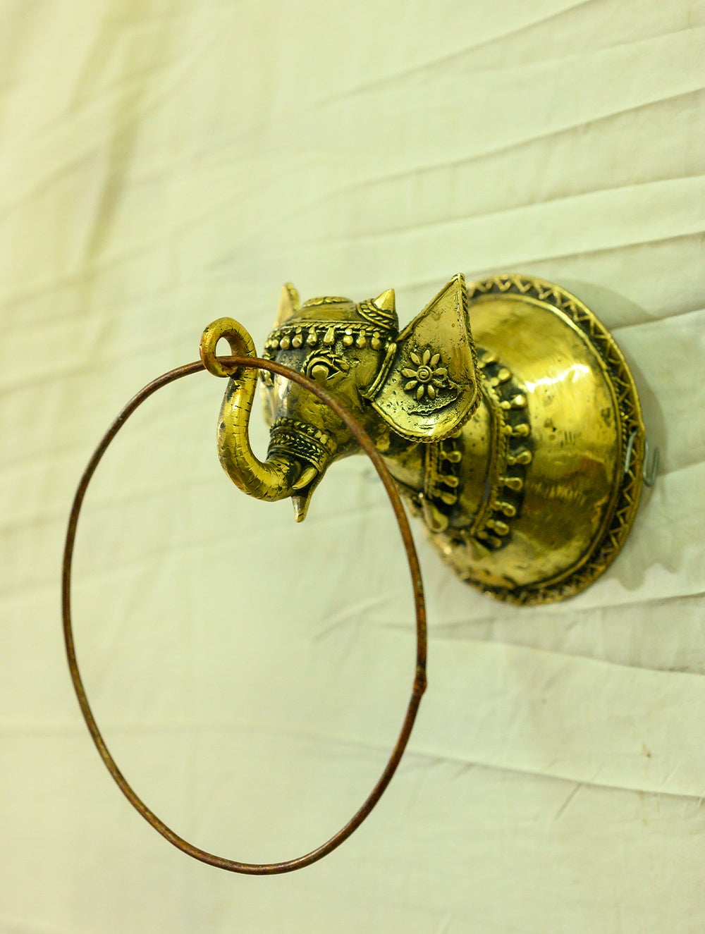 Dhokra Craft Towel Hanger - Elephant