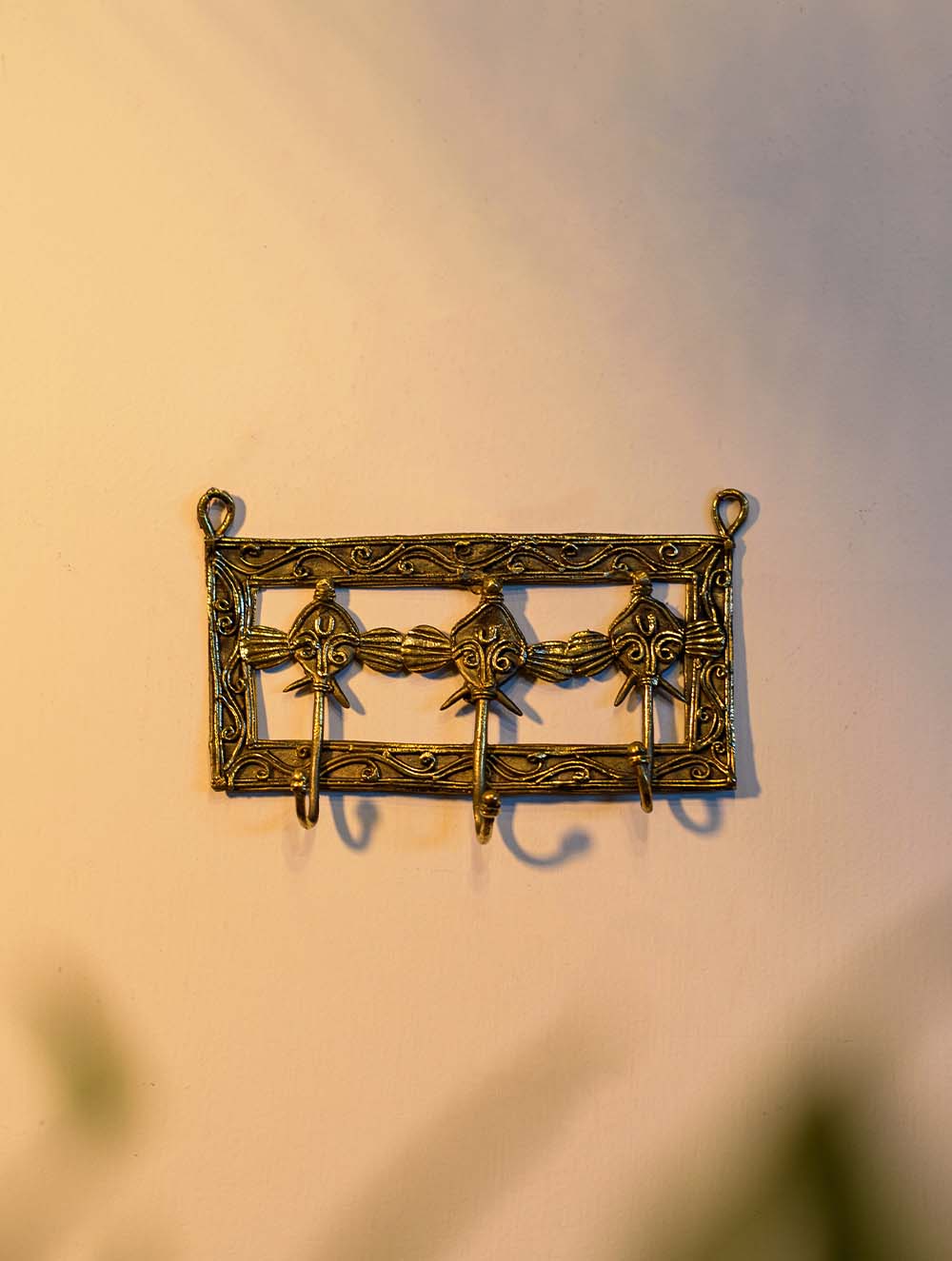 Dhokra Craft Wall Piece - Key Holder, Ganesha