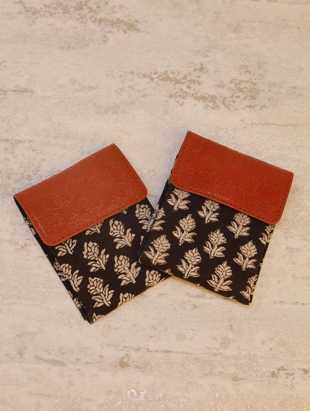 Load image into Gallery viewer, Embossed Leather &amp; Fabric Card Holders (Set of 2)