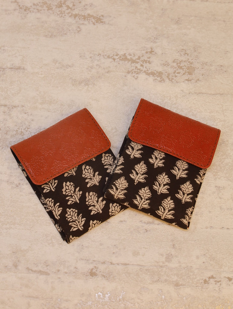 Embossed Leather & Fabric Card Holders (Set of 2)