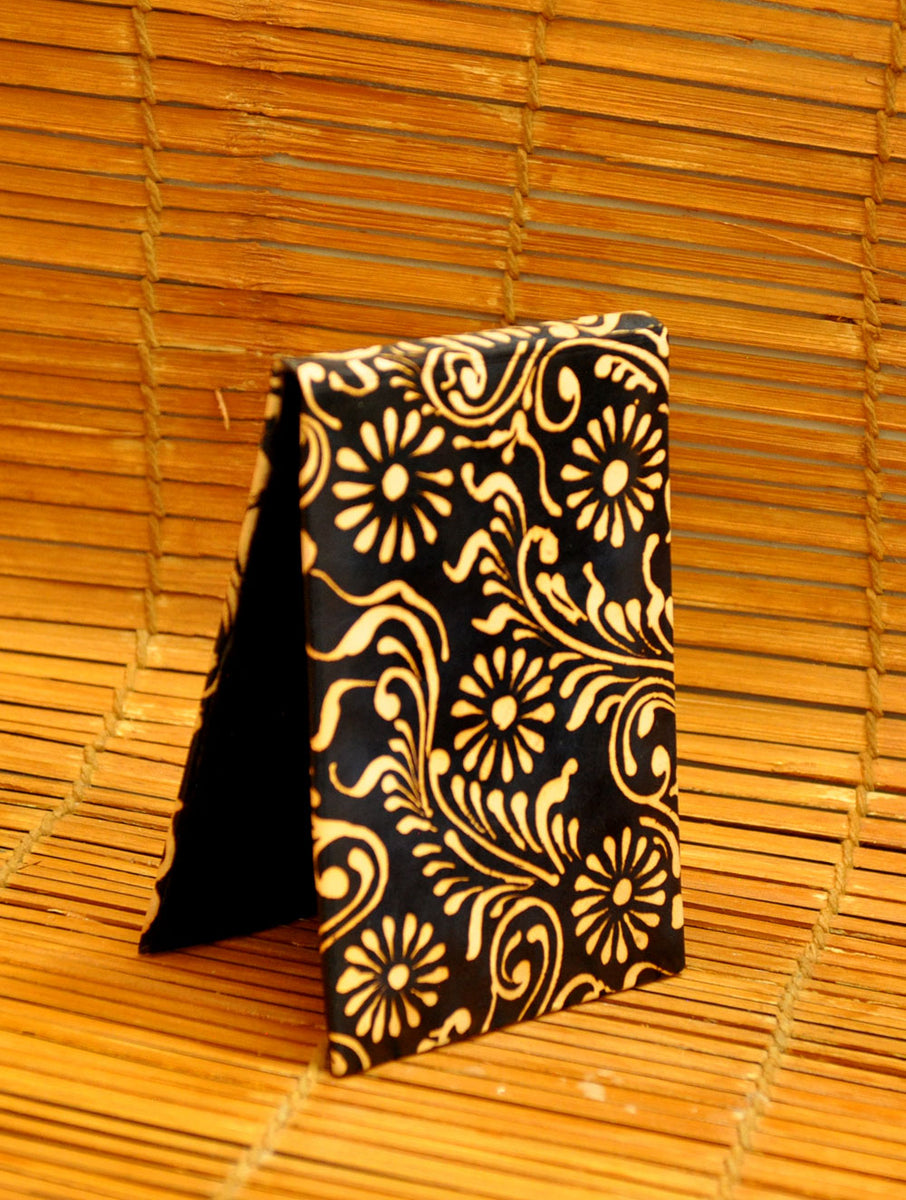 Embossed Leather Paper Holder, Black Oriental