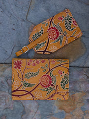 Embossed Leather Travel set - Passport cover & Luggage tag - The India Craft House
