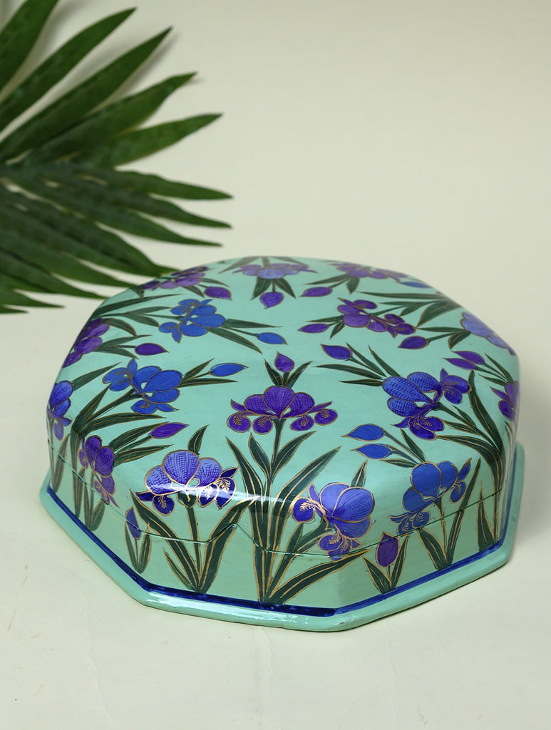 Exclusive Kashmiri Art Papier Mache Decorative Box - Floral Charm (Large)