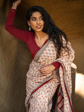 Load image into Gallery viewer, Exclusive Bagh Hand Block Printed Cotton Saree - Beige Flora
