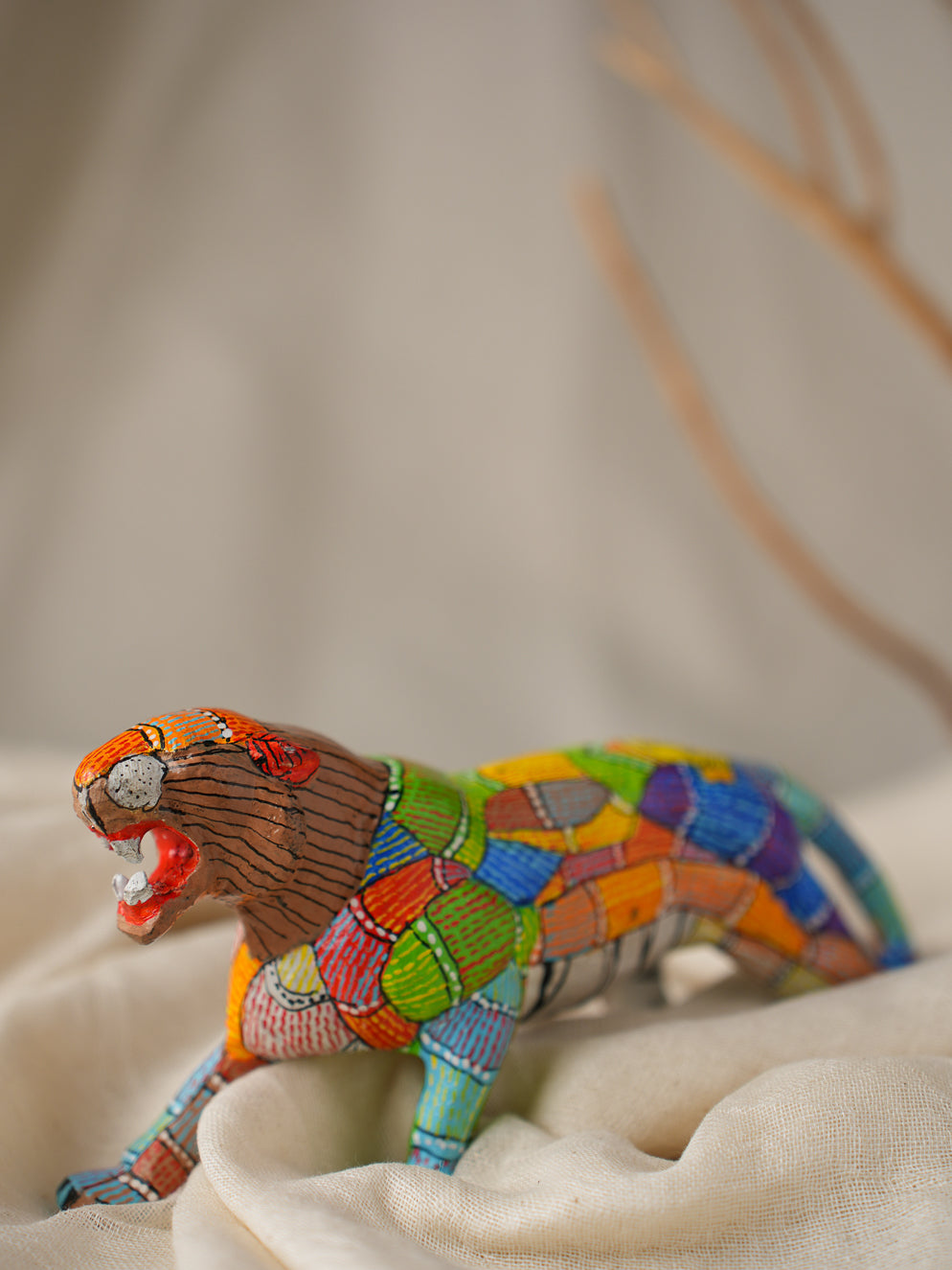 Load image into Gallery viewer, Exclusive Gond Art Tiger Curio - Forest Wanderer
