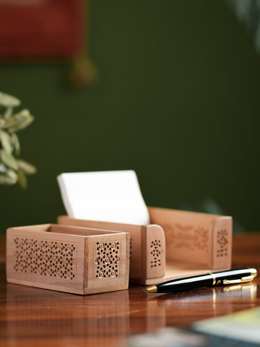 Exclusive Jaali Wood Craft Paper Holder - Square