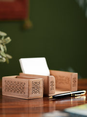 Exclusive Jaali Wood Craft Paper Holder - Square
