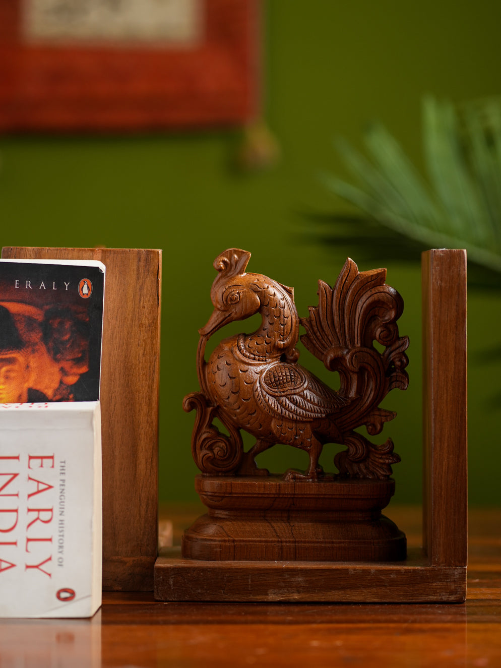 Exclusive Karnataka Wood Carving Book Ends - Hansa (Set of 2)