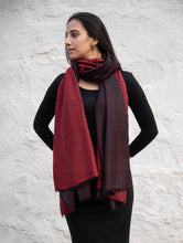Load image into Gallery viewer, Exclusive Reversible Soft Kashmiri Wool Shawl - Wine Red &amp; Dark Brown