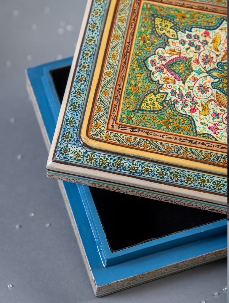 Exclusive, Fine Kashmiri Art Papier-Mache Utility Box