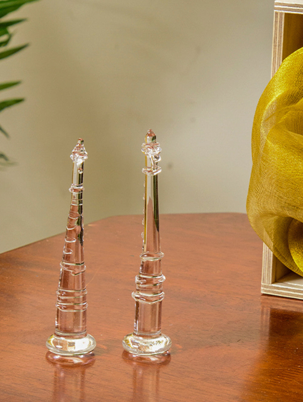 Fine Crystal Glass Curio - Musical Instruments (Set of 2)