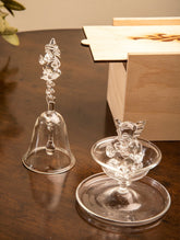 Fine Crystal Glass Ganesha Bell + Ganesha Diya (Set of 2)