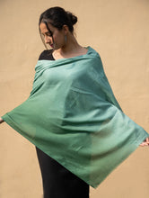 Load image into Gallery viewer, Fine, Soft Kashmiri Ombre Wool Stole - Shaded Sea Green