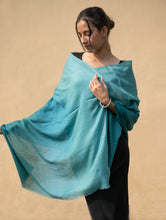 Load image into Gallery viewer, Fine, Soft Kashmiri Ombre Wool Stole - Shaded Turquoise 