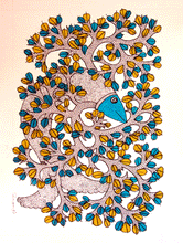 Load image into Gallery viewer, Gond Art Painting - Fish &amp; Tree (14.5&quot; x 10&quot;) - The India Craft House 