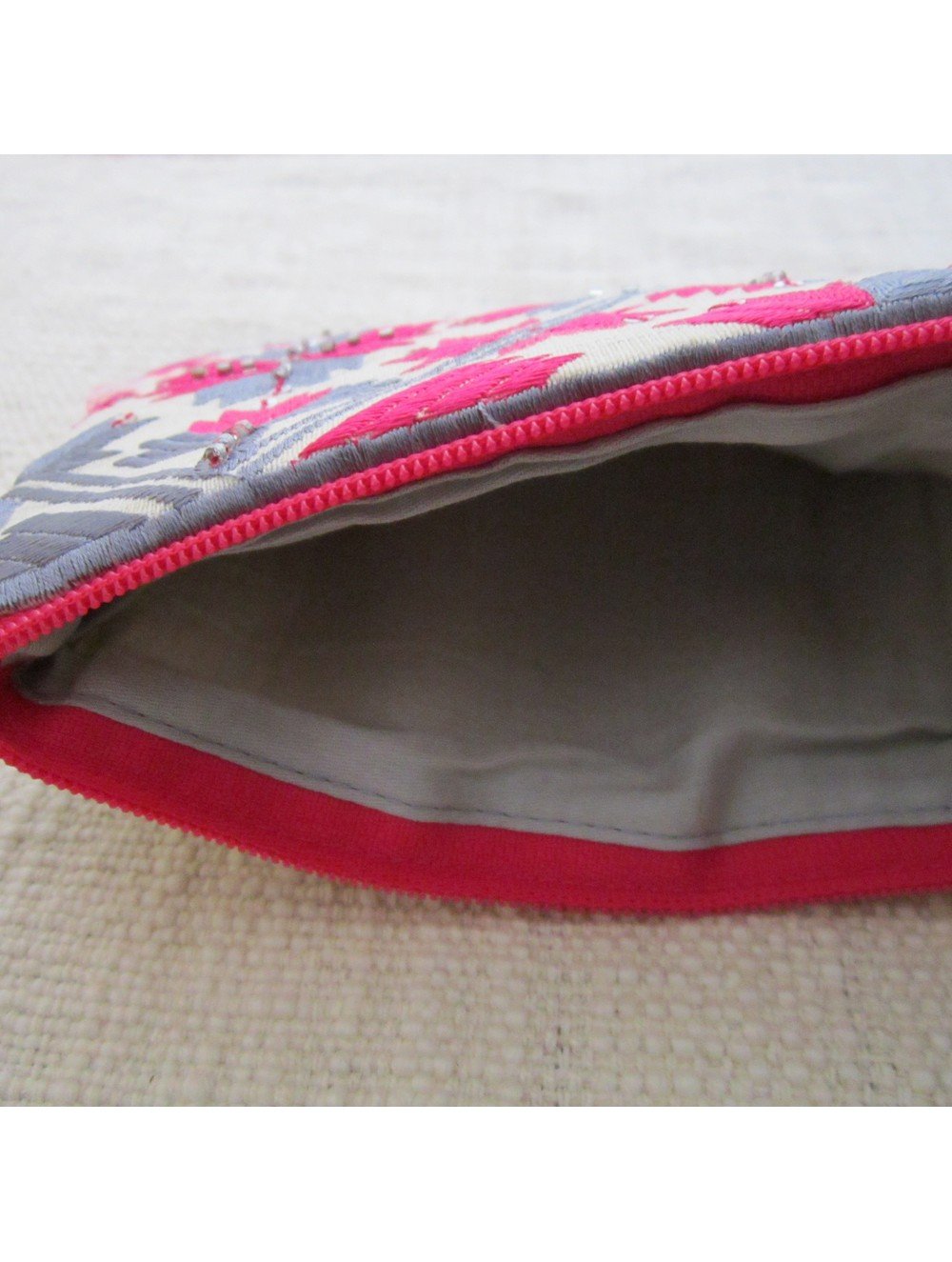 Grey and Pink Long Pouch