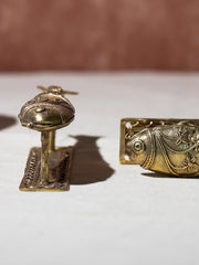Hand Crafted Ornate Dhokra Craft Door Handles - Fish, (Set of 2)