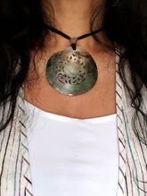 Handcrafted Filigree Shell Pendant on Thread - Round