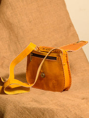 Handcrafted Jawaja Leather Bag with Hand Stitch Detail