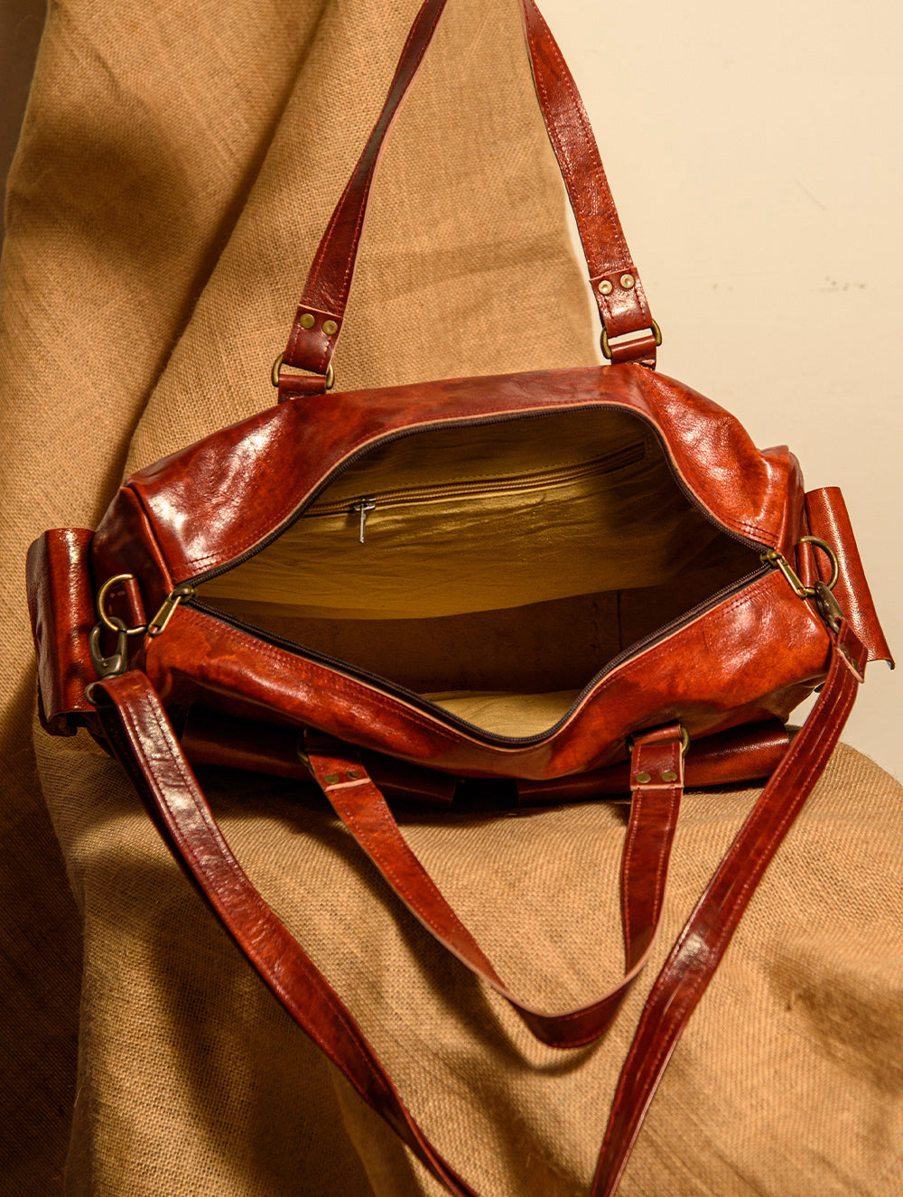 Handcrafted Jawaja Leather Tote / Laptop / Utility Bag with Hand Stitch Detail