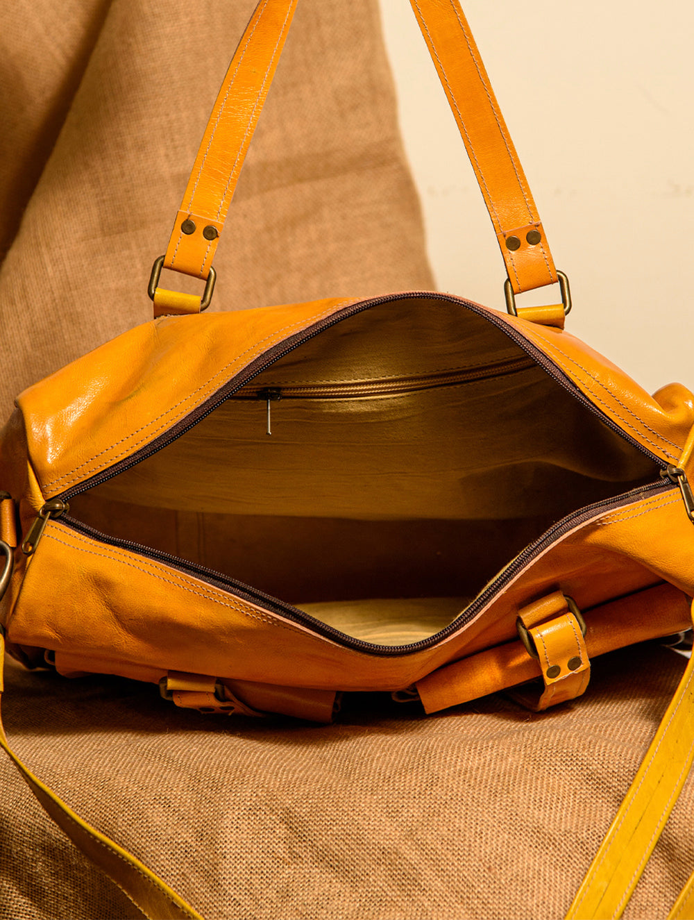 Handcrafted Jawaja Leather Tote / Laptop / Utility Bag with Patchwork