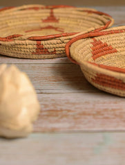 Handcrafted Khajur & Sabai Utility Baskets - Rust & Beige (Set of 2)