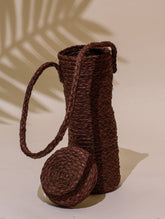 Handcrafted Sabai Grass Bottle Bag - Earthy Brown