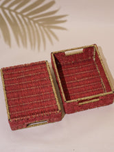 Load image into Gallery viewer, Handcrafted Sabai Grass Multi-Utility Basket - Warm Red (Set of 2)