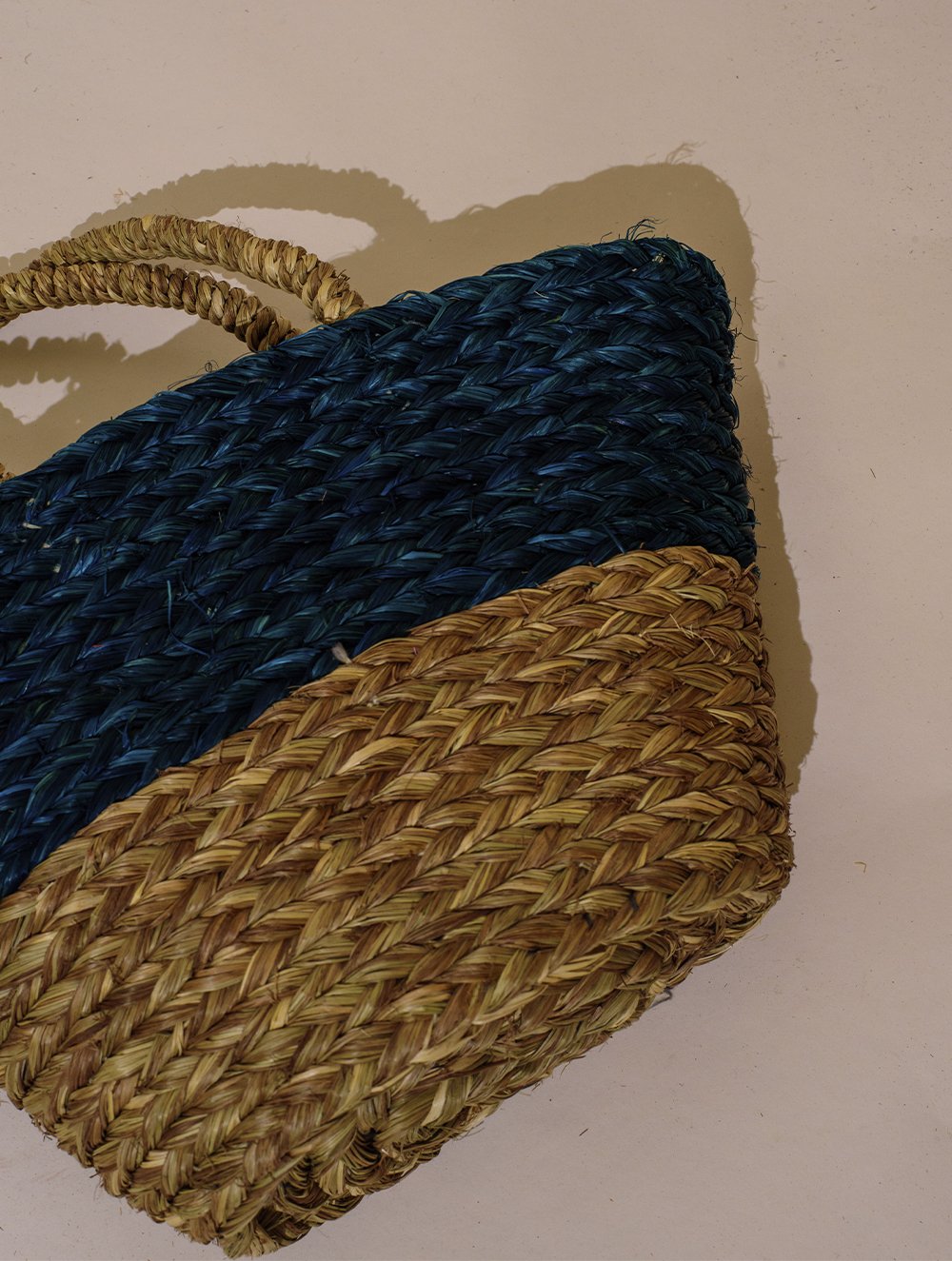 Handcrafted Sabai Grass Utility Bag - (Small) - Blue & Beige