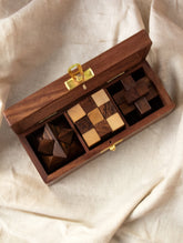 Handcrafted Wooden Puzzles With Box (Set of 3)