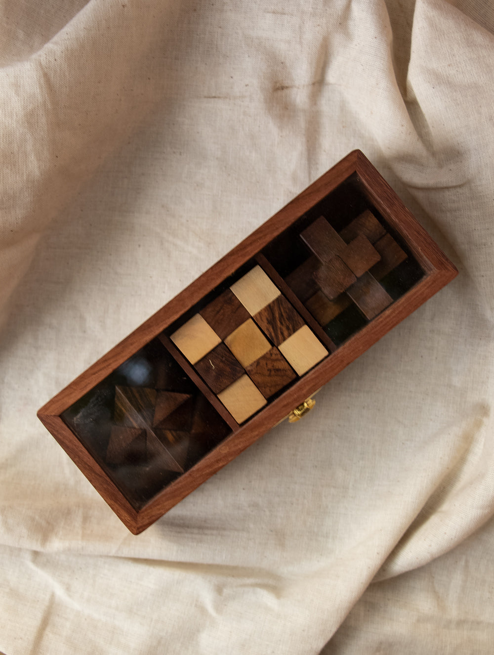 Handcrafted Wooden Puzzles With Box (Set of 3)