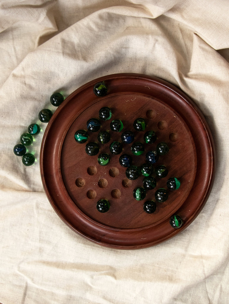 Handcrafted Wooden Solitaire Game (Brainvita)