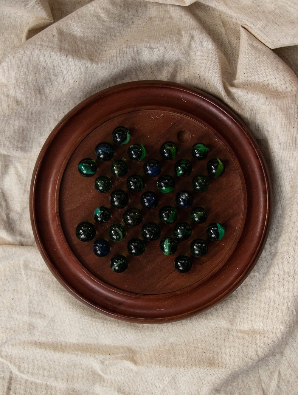 Handcrafted Wooden Solitaire Game (Brainvita)