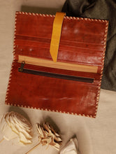 Load image into Gallery viewer, Handcrafted Jawaja Leather Wallet - Brown &amp; Yellow